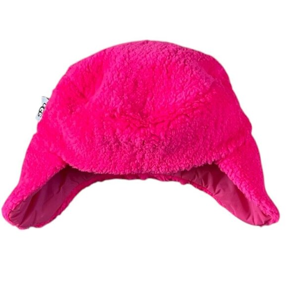 UGG ALL WEATHER TRAPPER HAT WOMEN L/XL COSMO PINK FAUX FUR LINED FLAT CROWN - Picture 5 of 8